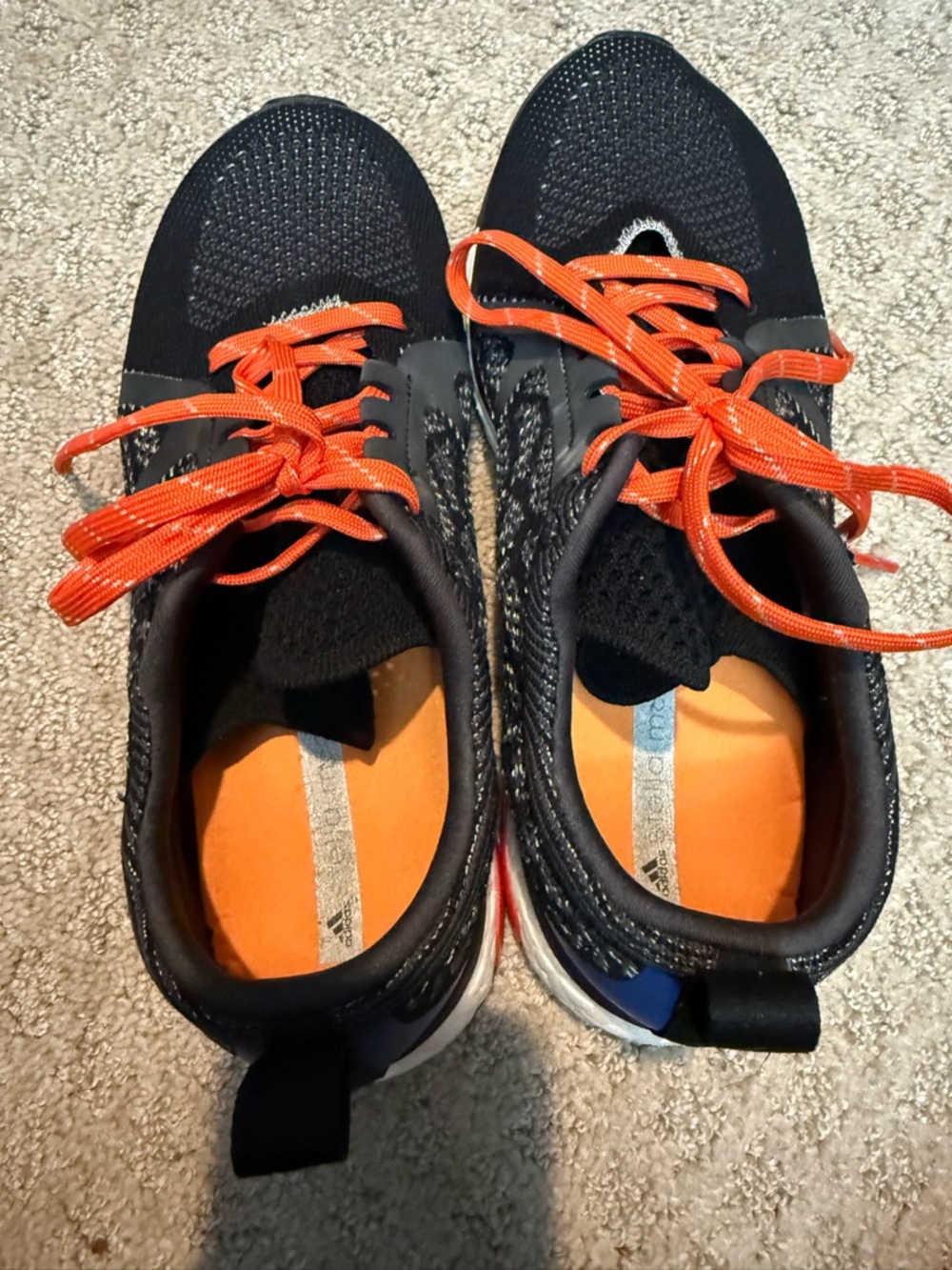Adidas by Stella McCartney Black Sneakers with Orange Laces